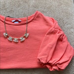 H&M Modern Classic | 100% Cotton Balloon-Sleeve Top in Vibrant Coral EUC